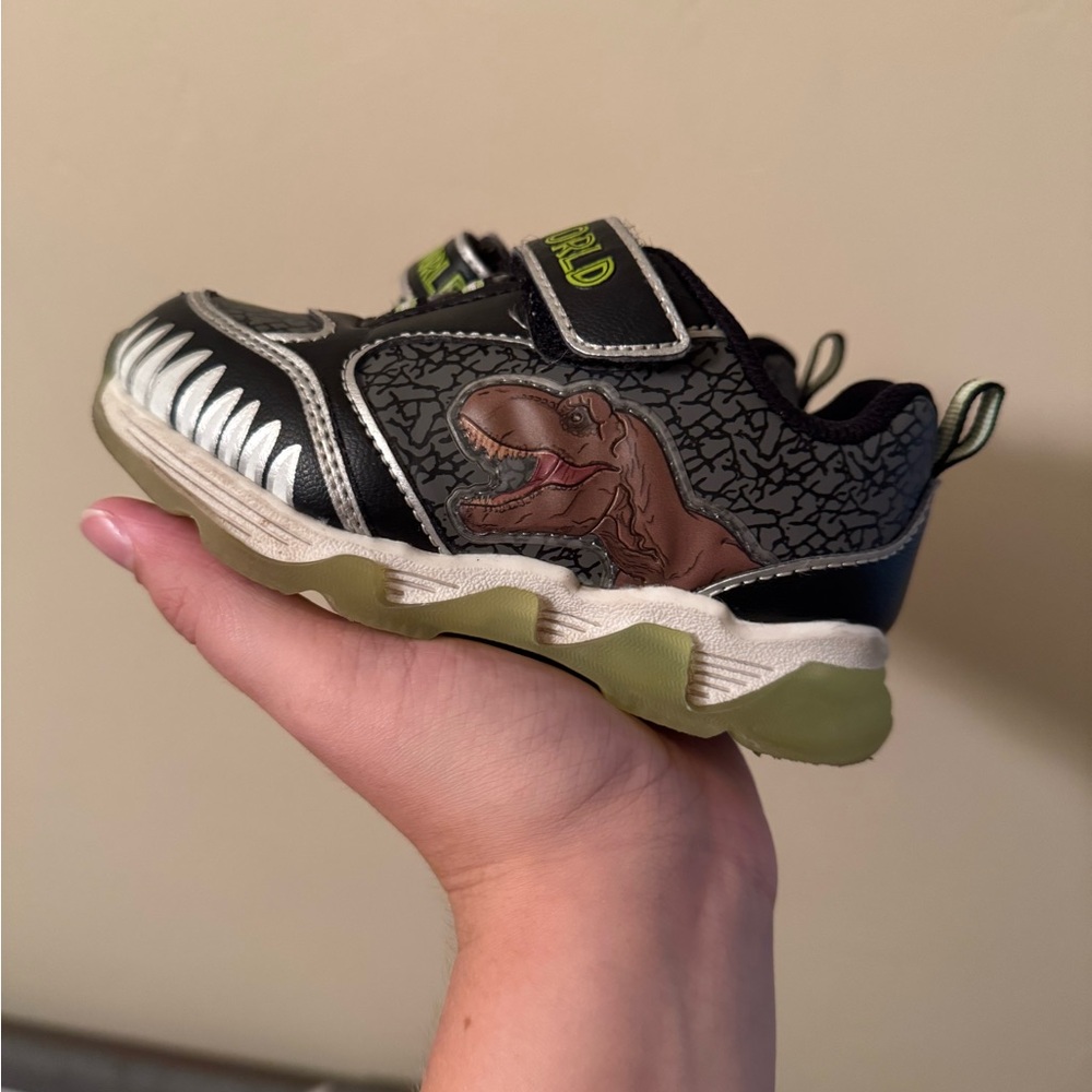 Dinosaur-Themed Black and Green Kids Shoes